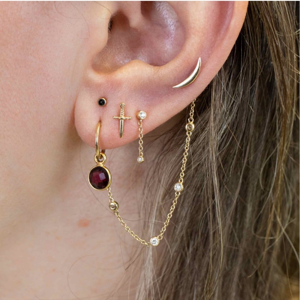 Gold Mini Dagger Vermeil Earring Single Stud 925 Stamped